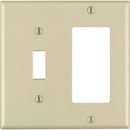Leviton Leviton Decora Ivory 2 gang Thermoset Plastic Decorator/Toggle Wall Plate 1 pk 80405-00I